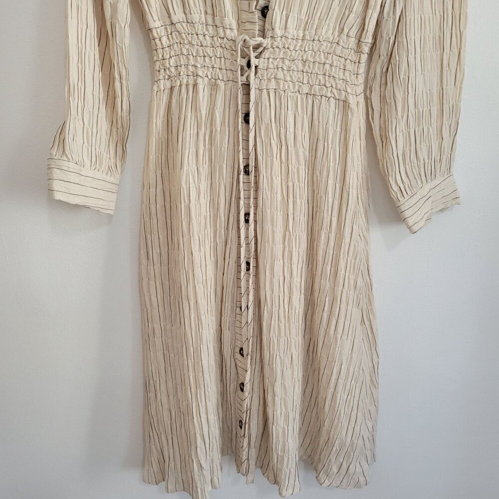 Boho Beachy Gauzy Button Down Full sleeve Shirt dress Size S - Picture 6 of 15